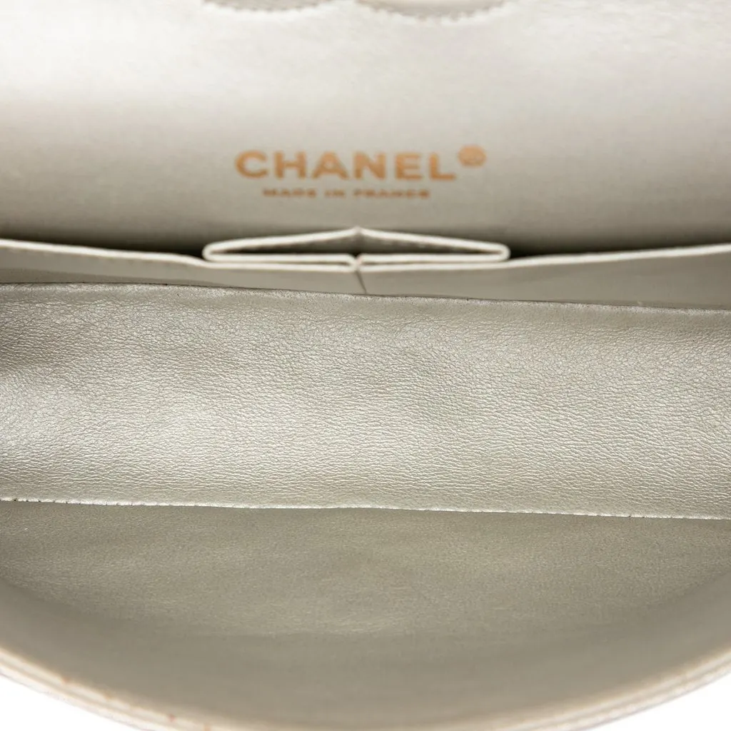 Chanel Medium Classic Iridescent Lambskin Double Flap Gold Leather Very good - Model View