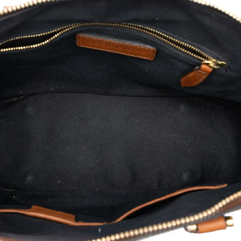 Burberry Small Leather Trimmed House Check Canvas Bridle Orchard Satchel Brown Very good - Model View