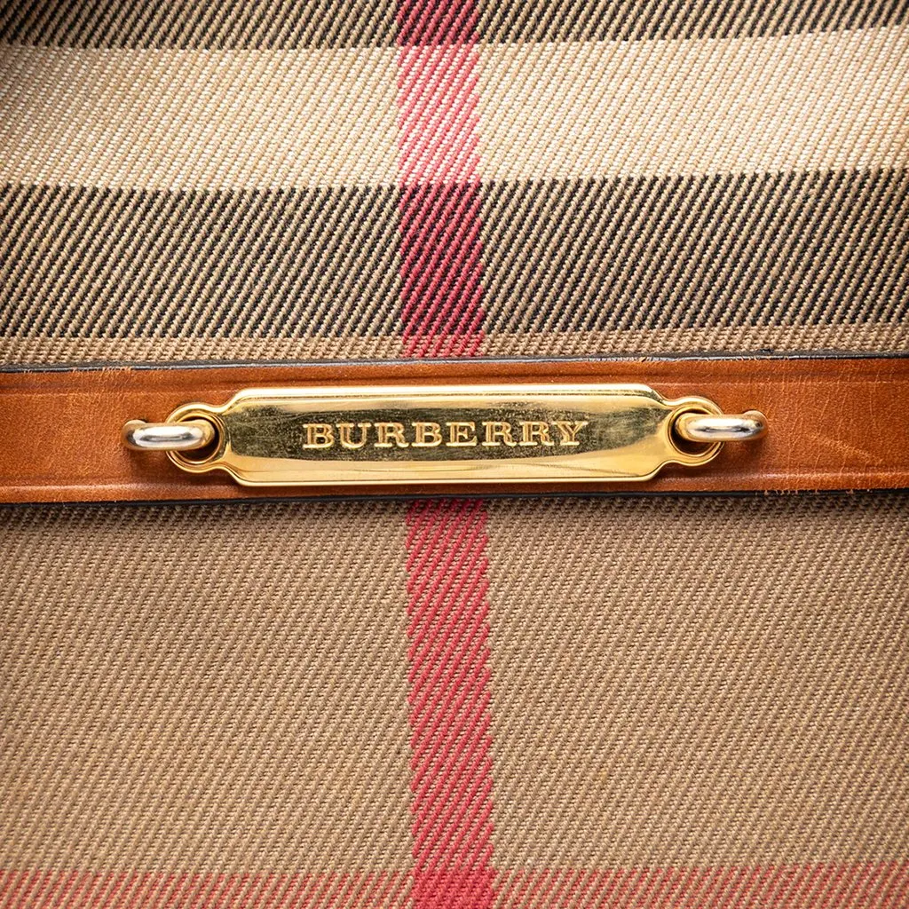 Burberry Small Leather Trimmed House Check Canvas Bridle Orchard Satchel Brown Very good - Box View