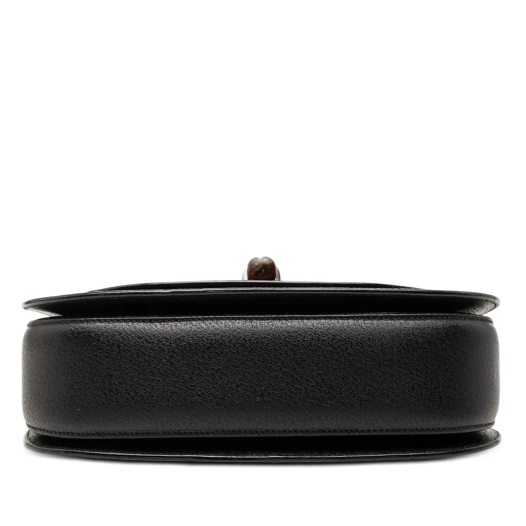 Gucci Small Grained Calfskin Bamboo Night Black Leather Very good - Inside View