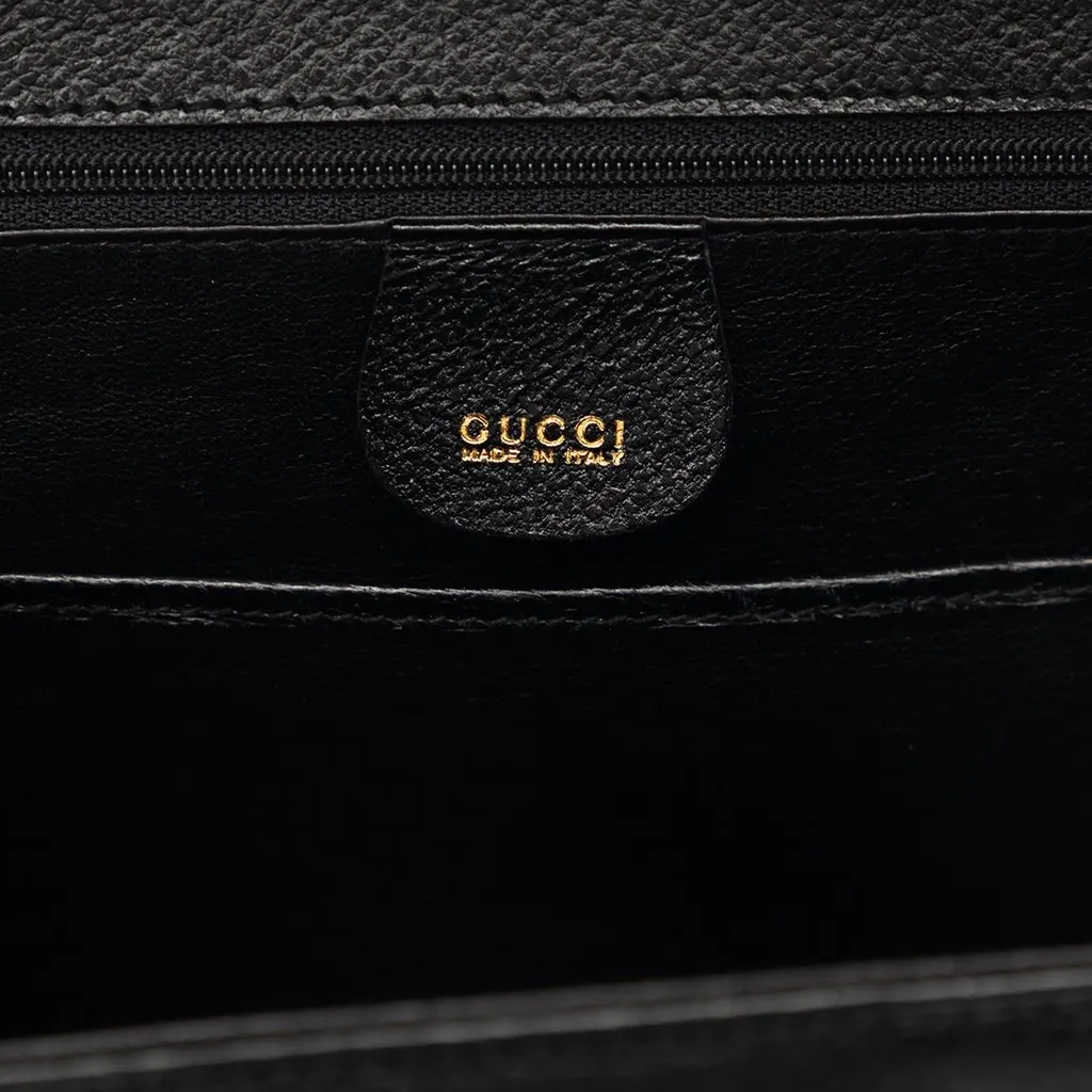 Gucci Small Grained Calfskin Bamboo Night Black Leather Very good - Box View