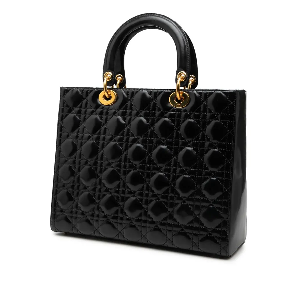 Dior Large Lambskin Cannage Lady Dior Black Leather Very good - Back View