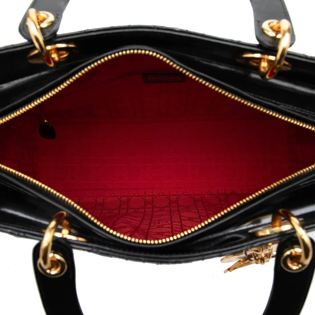 Dior Large Lambskin Cannage Lady Dior Black Leather Very good - Model View
