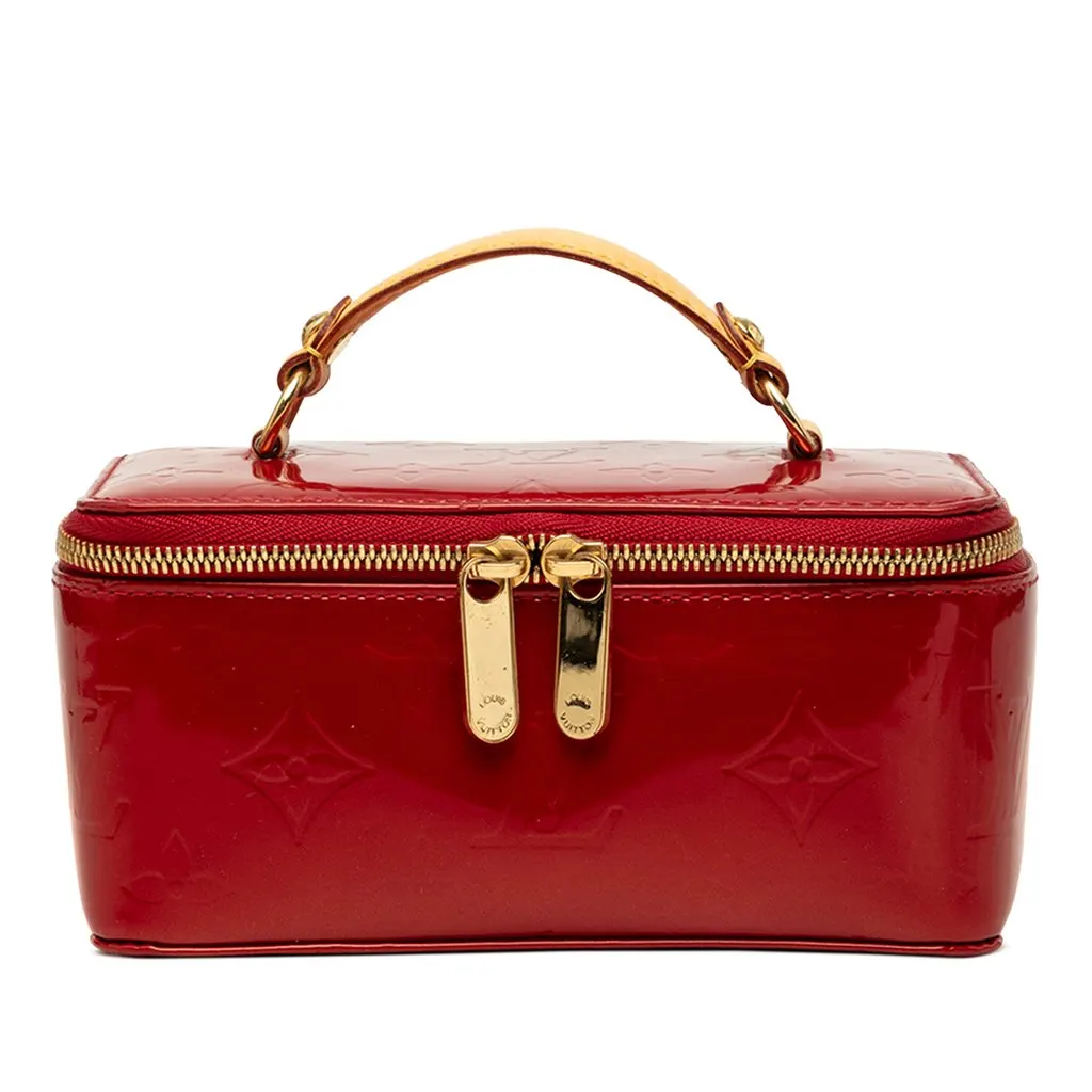 Louis Vuitton Monogram Vernis Jewelry Case Red Leather Very good - Front View