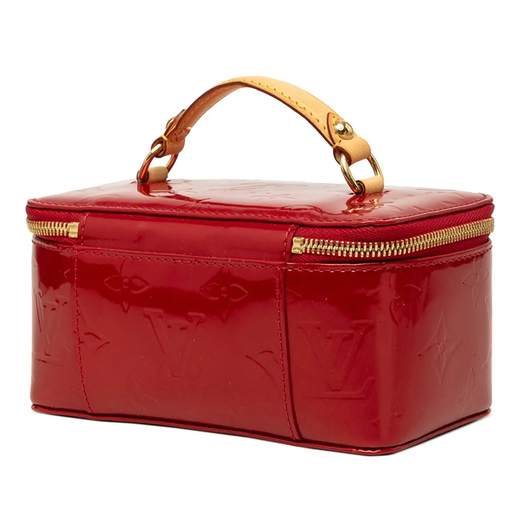Louis Vuitton Monogram Vernis Jewelry Case Red Leather Very good - Back View