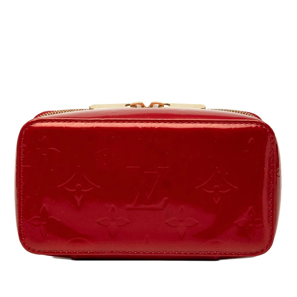 Louis Vuitton Monogram Vernis Jewelry Case Red Leather Very good - Inside View