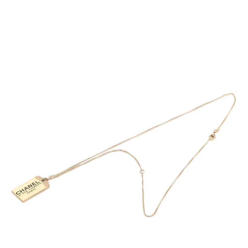 Chanel CC Gold Plated 31 Rue Cambon Dog Tag Pendant Necklace Gold Metal Very good - Front View