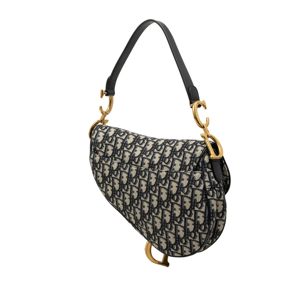 Dior Oblique Canvas Saddle Bag Blue Very good - Back View
