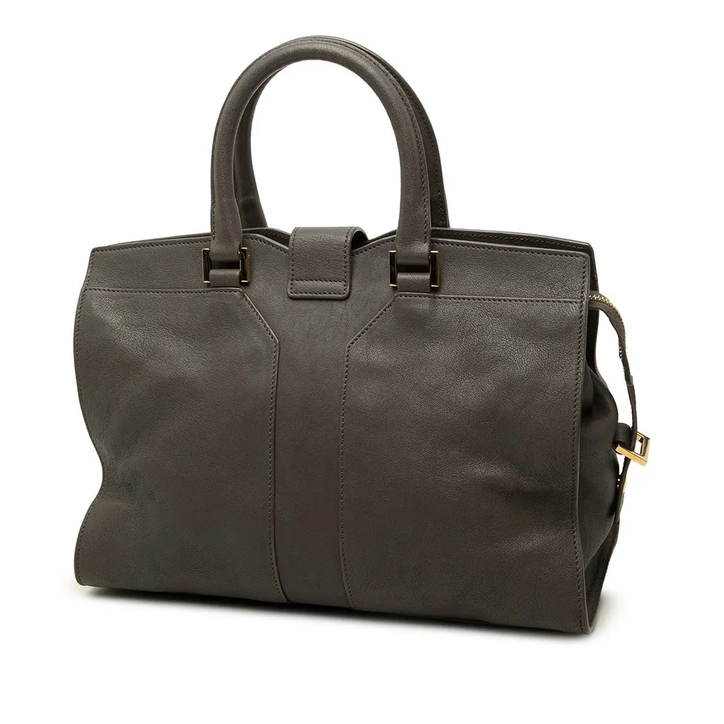 Saint Laurent Small Sheepskin Cabas Chyc Satchel Grey Leather Good - Back View