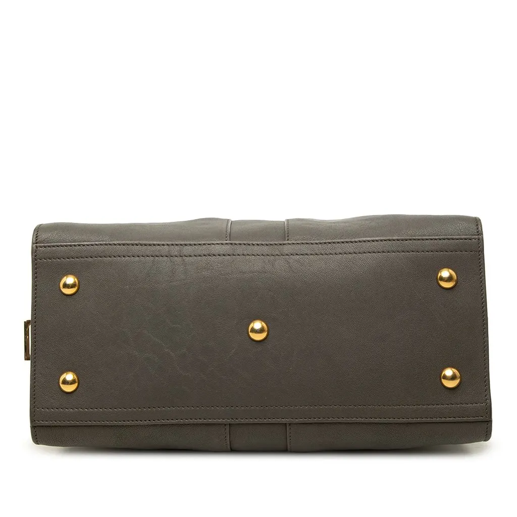 Saint Laurent Small Sheepskin Cabas Chyc Satchel Grey Leather Good - Inside View