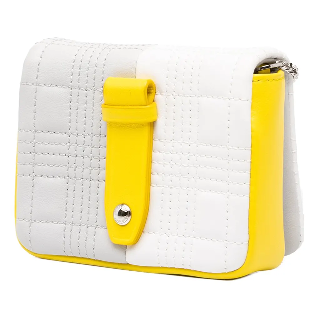 Burberry Mini Micro Quilted Lambskin Colorblock Lola Crossbody White Leather Very good - Back View