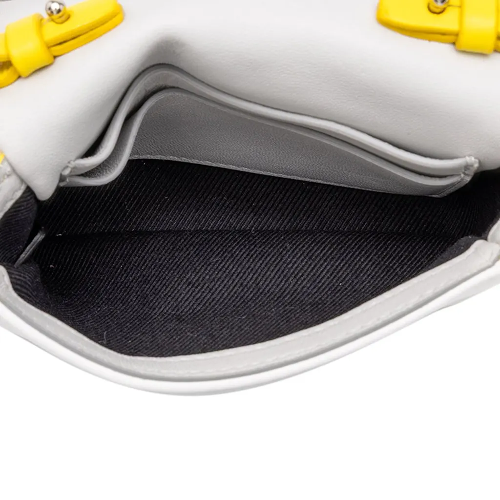 Burberry Mini Micro Quilted Lambskin Colorblock Lola Crossbody White Leather Very good - Model View