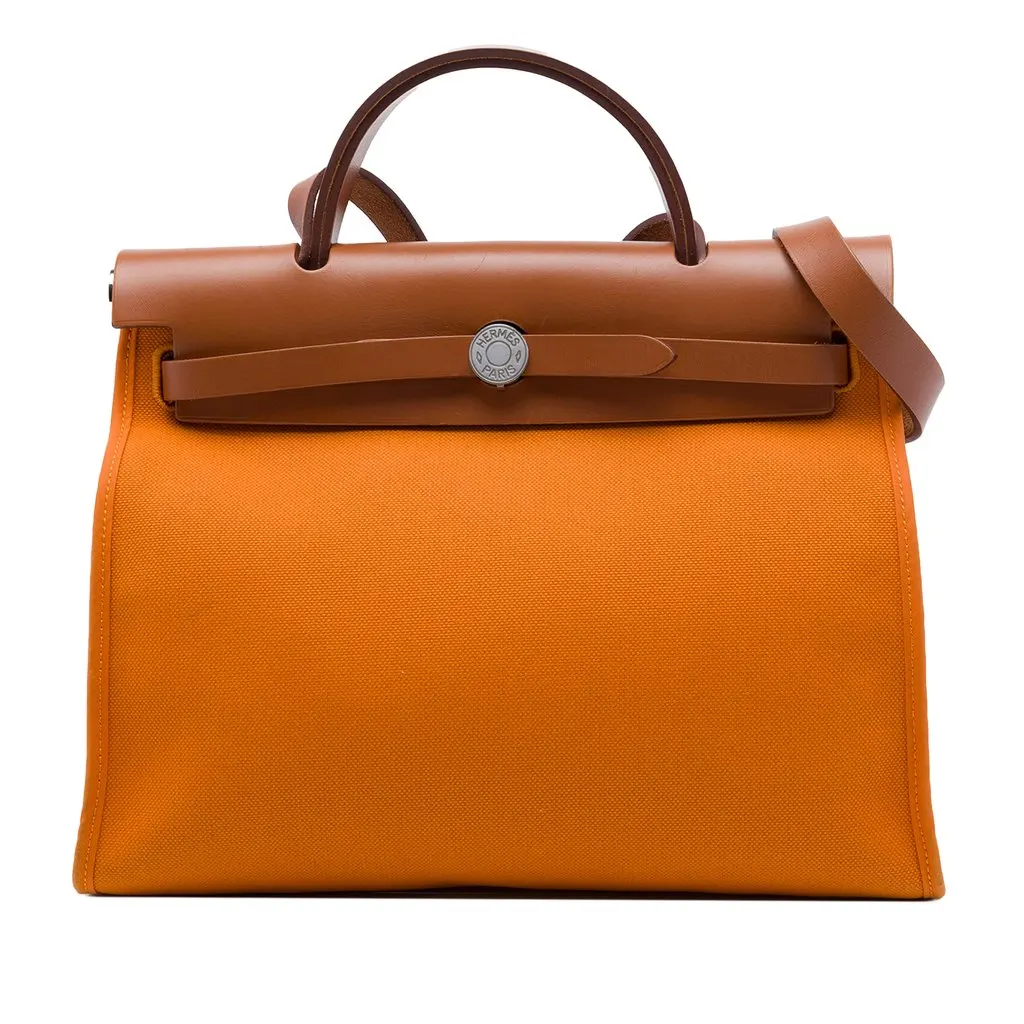 Hermès Toile Herbag Zip 31 Orange Canvas Very good - Front View
