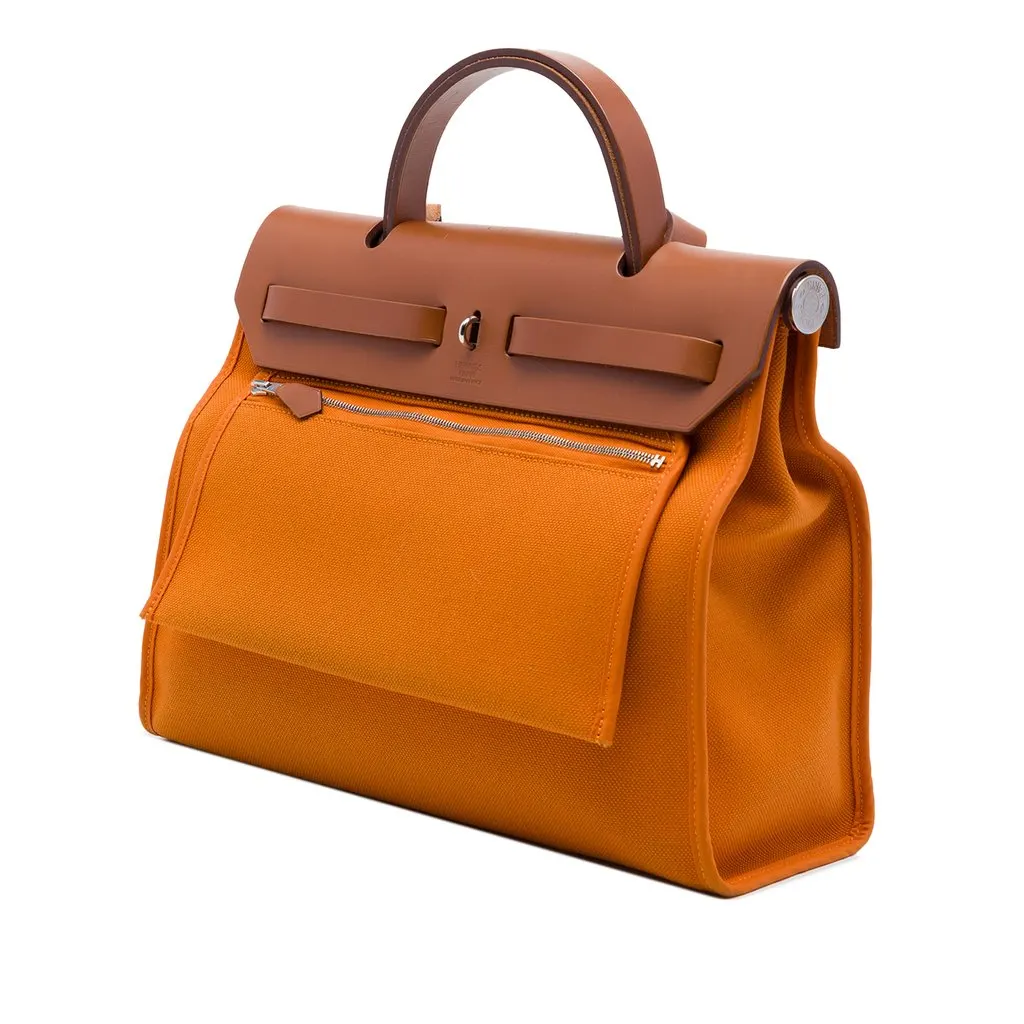 Hermès Toile Herbag Zip 31 Orange Canvas Very good - Back View