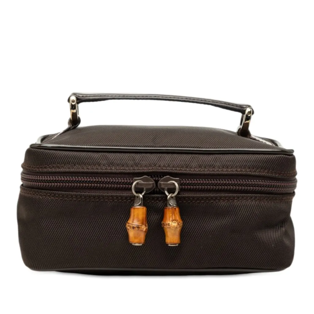 Gucci Nylon Bamboo Vanity Bag Brown Very good - Front View