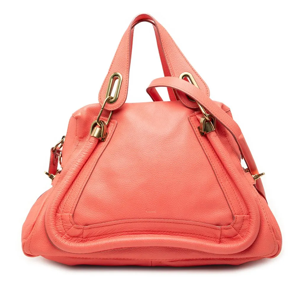 Chloé Medium Leather Paraty Satchel Orange Leather Very good - Front View