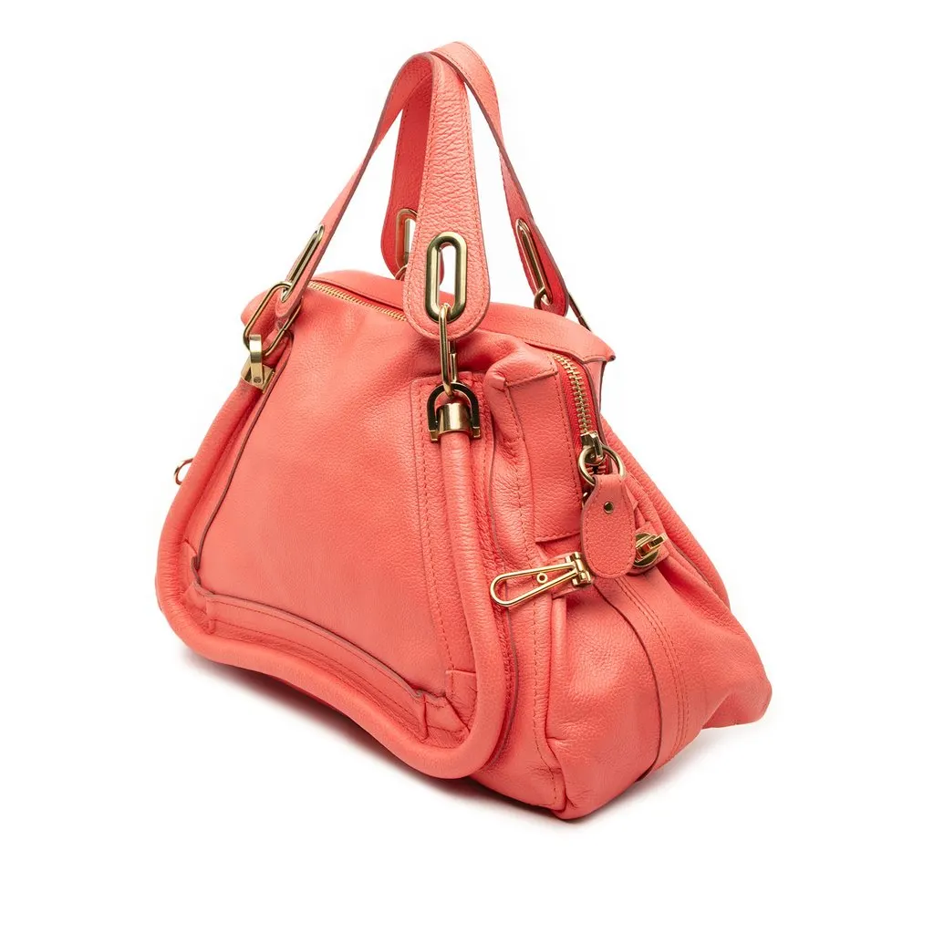 Chloé Medium Leather Paraty Satchel Orange Leather Very good - Back View