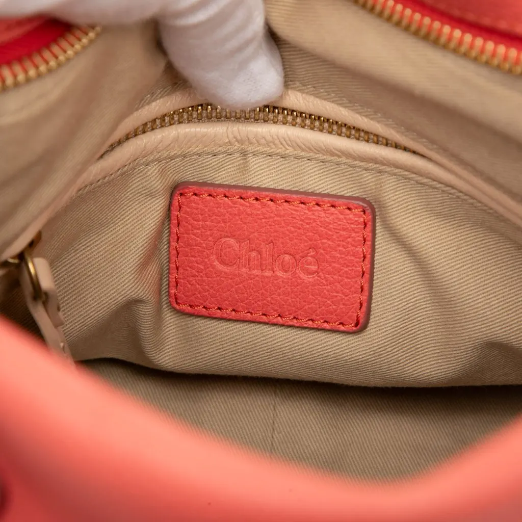Chloé Medium Leather Paraty Satchel Orange Leather Very good - Box View