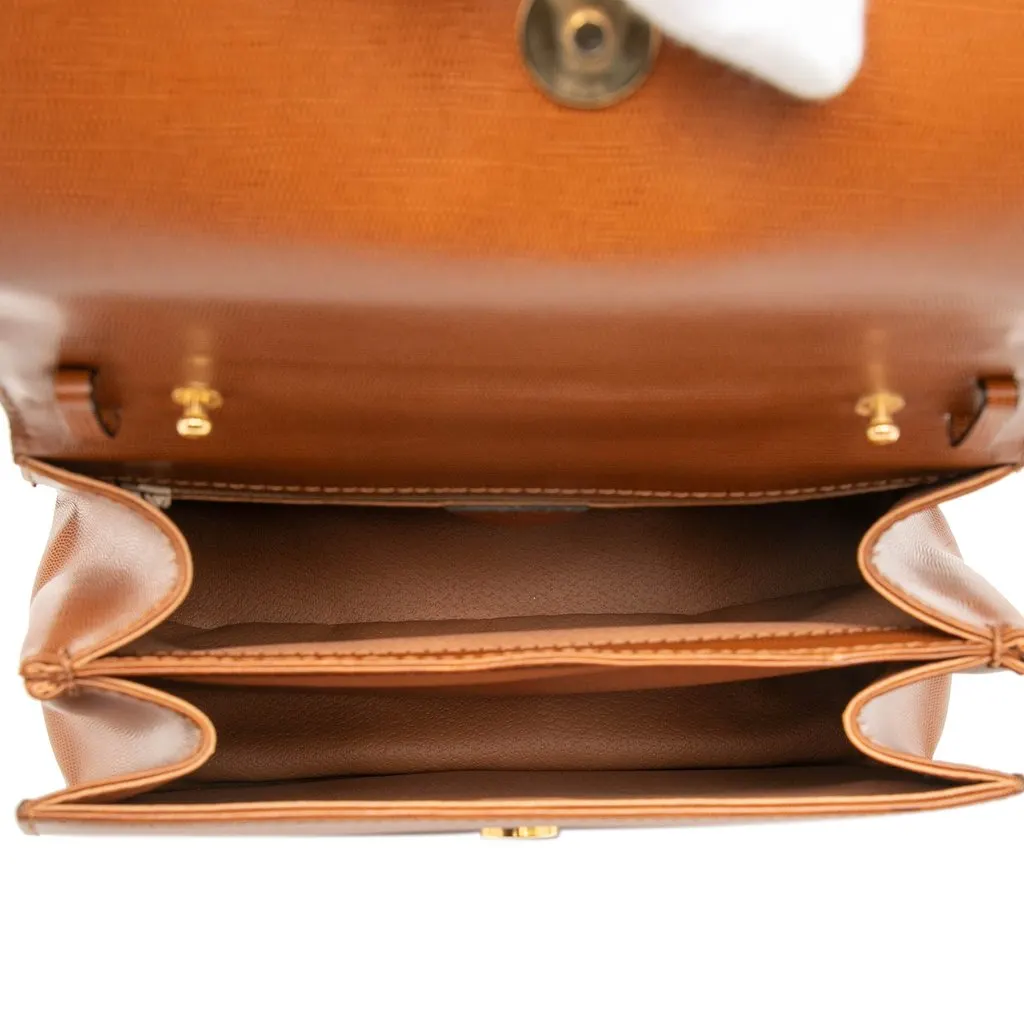 Celine Embossed Leather Top Handle Bag Brown Leather Very good - Model View
