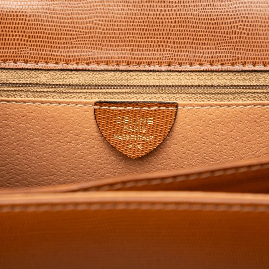 Celine Embossed Leather Top Handle Bag Brown Leather Very good - Box View
