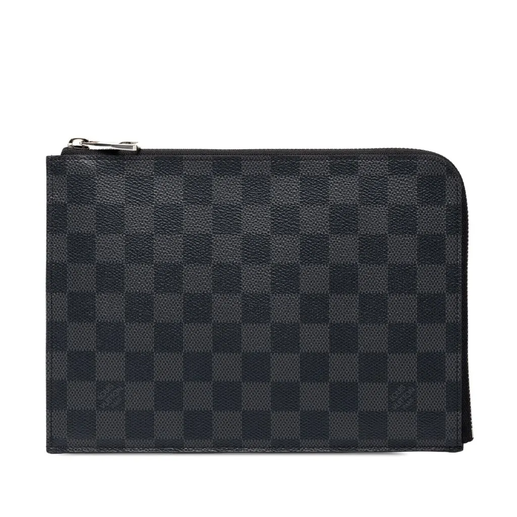 Louis Vuitton Damier Graphite Pochette Jour PM Black Canvas Good - Front View