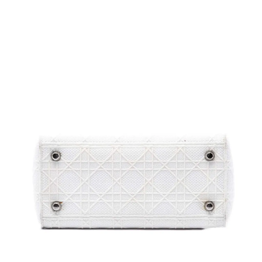 Dior Medium Embroidered Canvas Cannage Lady D Lite White Canvas Good - Inside View