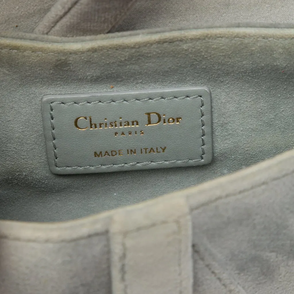 Dior Mini Velvet Crystal Embellished Hardware Saddle Bag Grey Velvet Very good - Box View