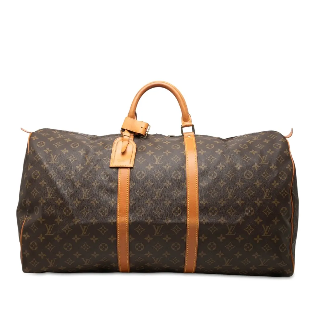 Louis Vuitton Monogram Keepall 60 Brown Canvas Good - Front View