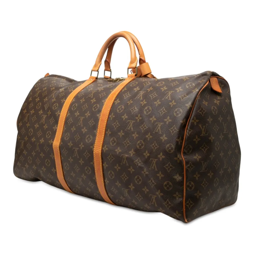 Louis Vuitton Monogram Keepall 60 Brown Canvas Good - Back View