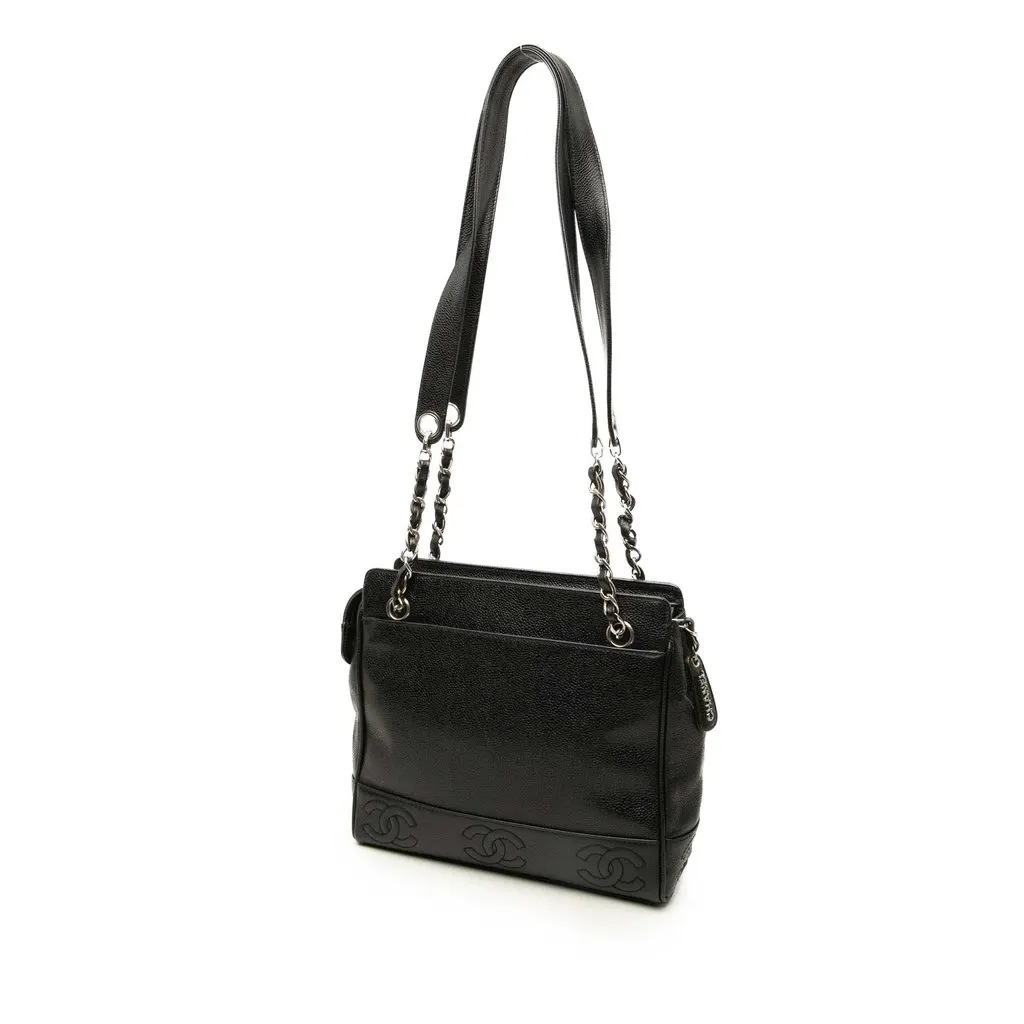 Chanel Triple CC Caviar Tote Black Leather Good - Back View