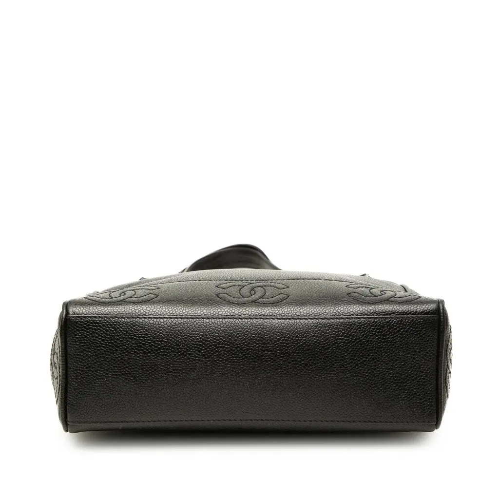 Chanel Triple CC Caviar Tote Black Leather Good - Inside View