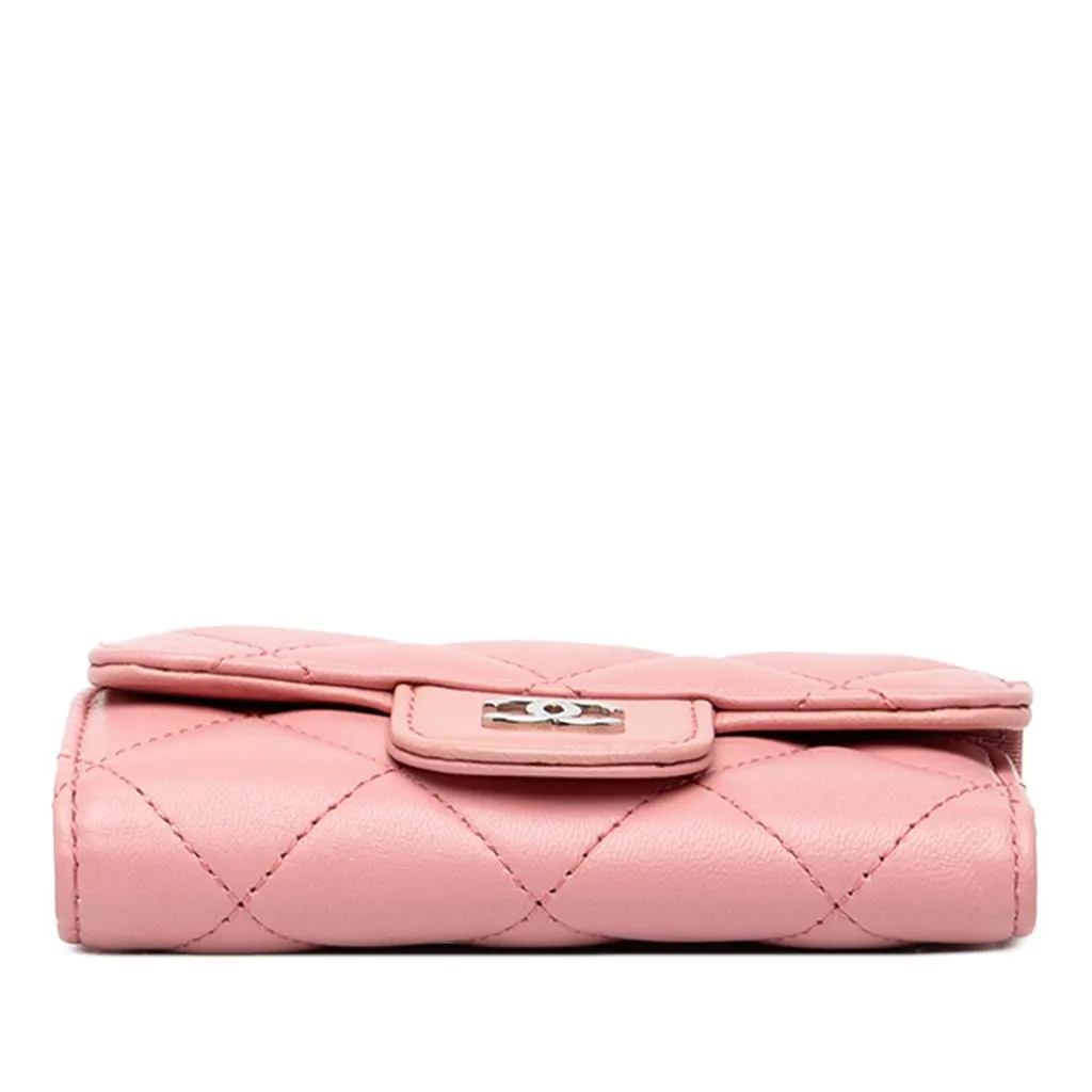 Chanel CC Quilted Lambskin Flap Card Holder Pink Leather Very good - Inside View