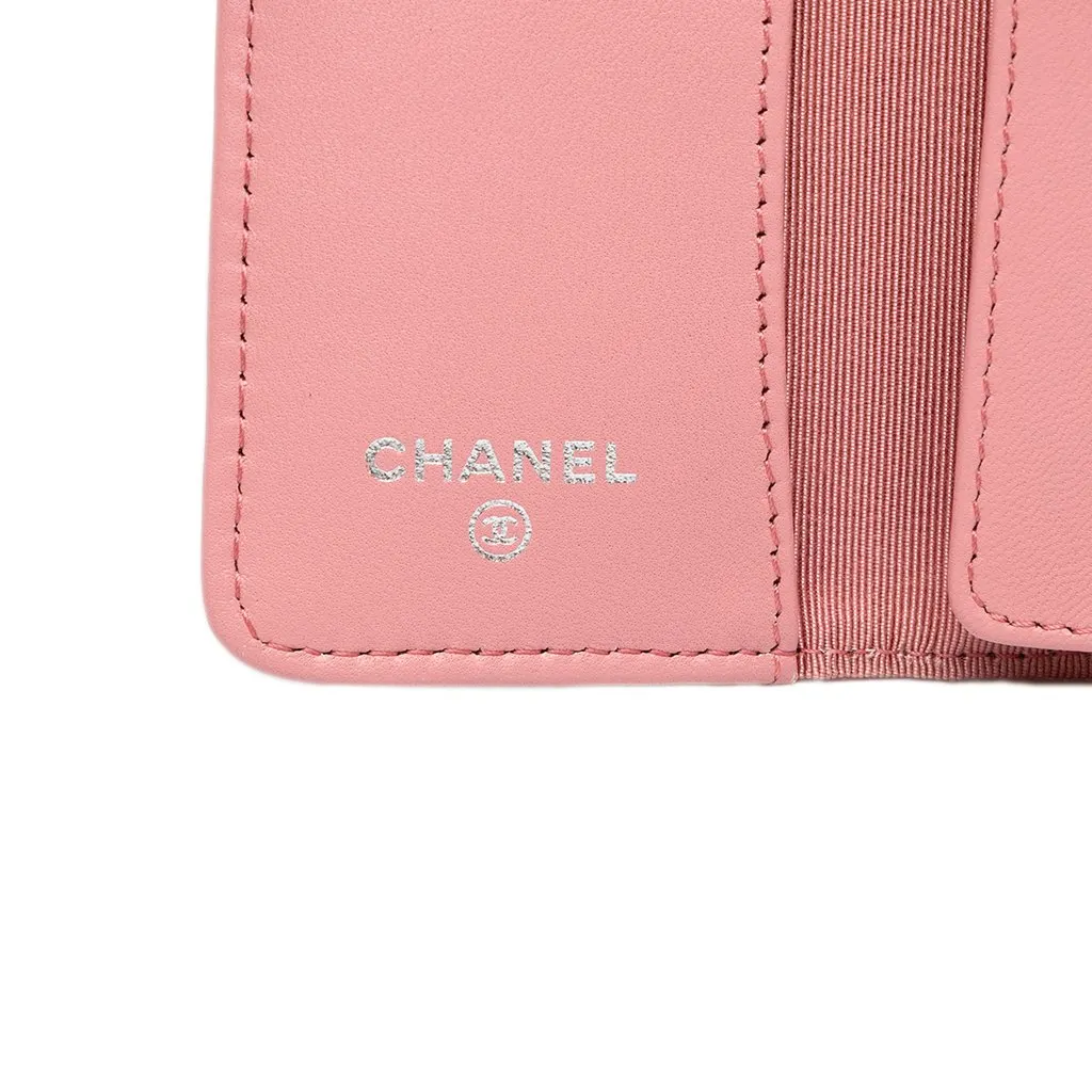Chanel CC Quilted Lambskin Flap Card Holder Pink Leather Very good - Box View