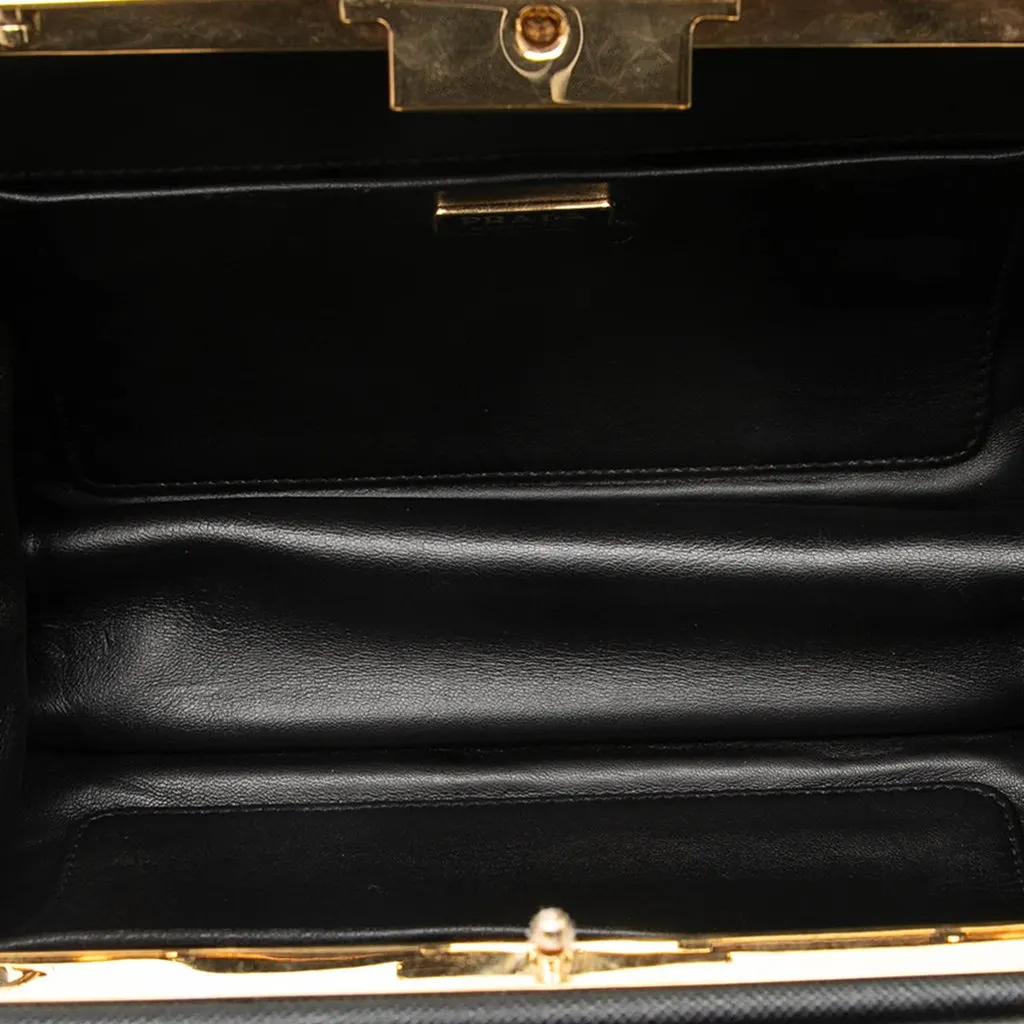 Prada Saffiano and City Calf Light Frame Crossbody Black Leather Very good - Model View