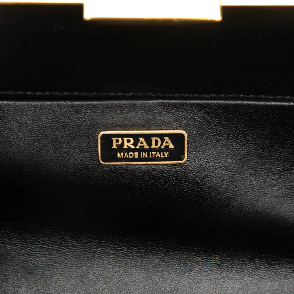 Prada Saffiano and City Calf Light Frame Crossbody Black Leather Very good - Box View