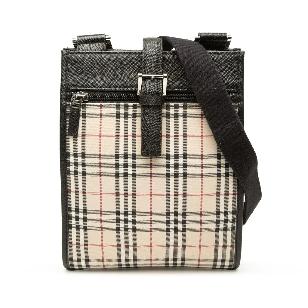 Burberry House Check Canvas Crossbody Beige Canvas Good - Front View