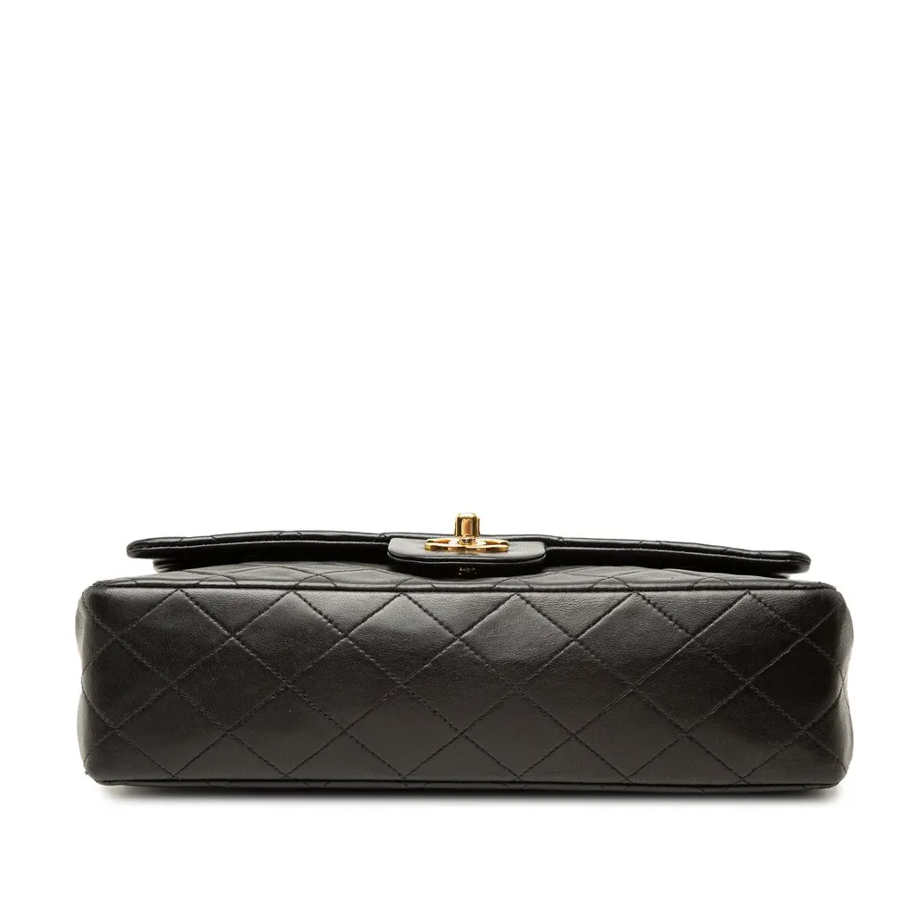 Chanel Medium Classic Lambskin Double Flap Black Leather Good - Inside View