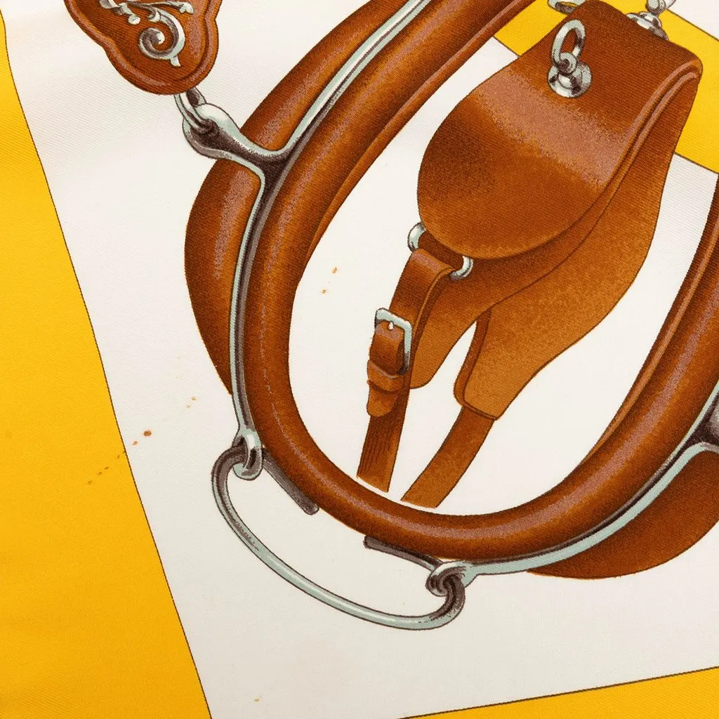 Hermès Attelage en Arbalete Silk Scarf 90 White Very good - Box View