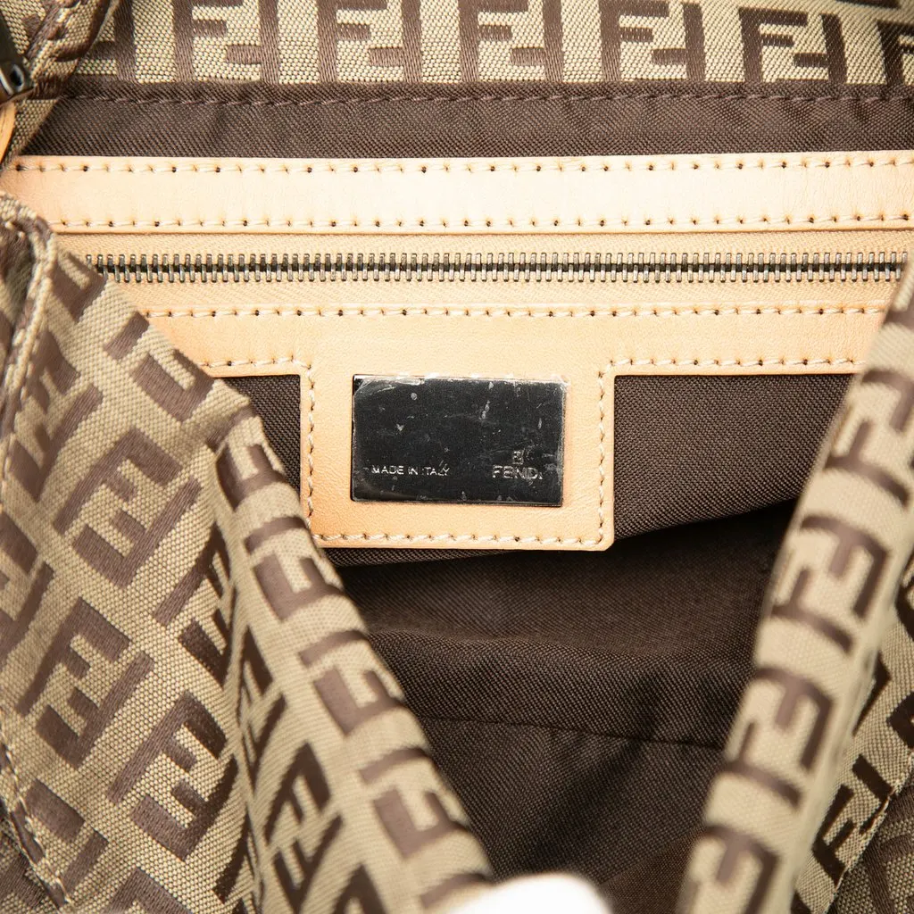 Fendi Zucchino Canvas Double Flap Shoulder Bag Brown Canvas Good - Box View