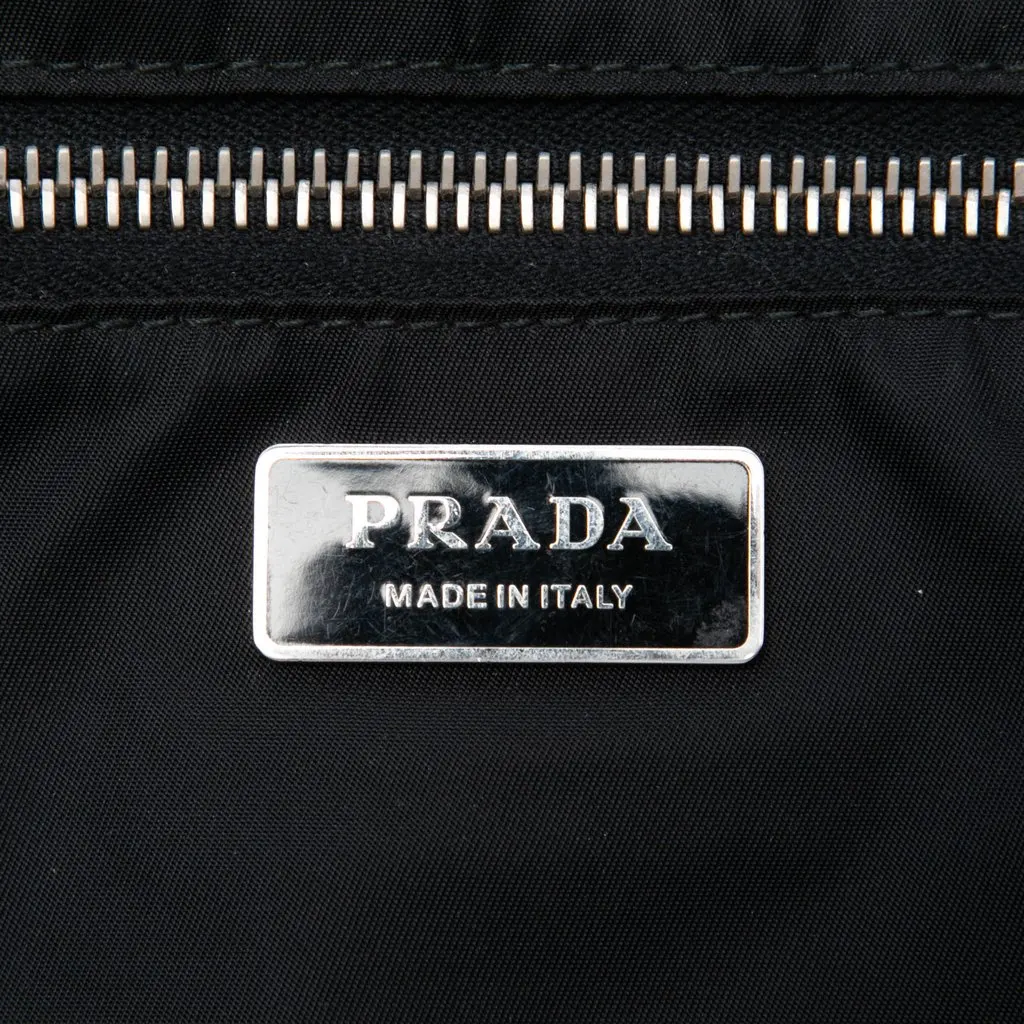 Prada Beaded Tessuto Floral Applique Convertible Tote Black Polyamide Good - Box View