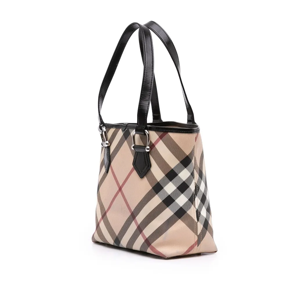 Burberry Supernova Check Coated Canvas Tote Beige Very good - Back View