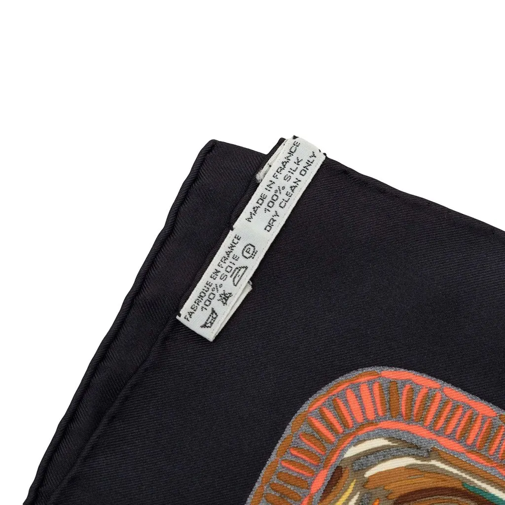 Hermès Marine Naive Silk Scarf 90 Brown Silk Never worn - Back View