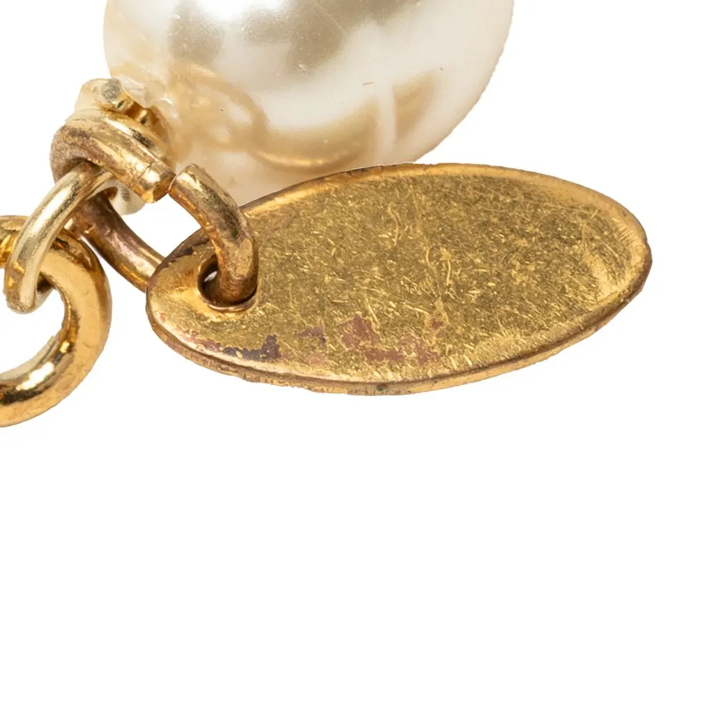 Chanel CC Gold Plated Faux Pearls Necklace White Very good - Box View