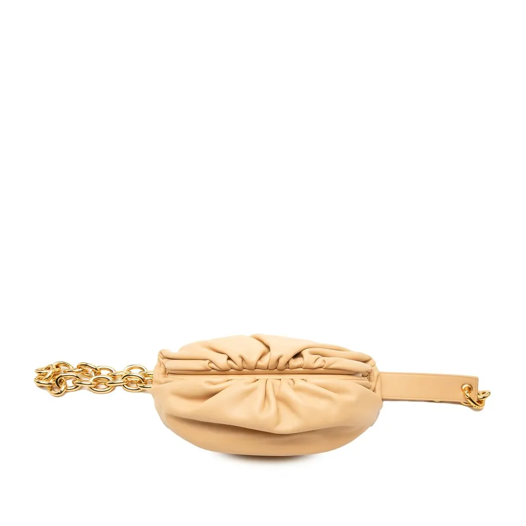 Bottega Veneta Lambskin Belt Chain Pouch Beige Leather Very good - Front View