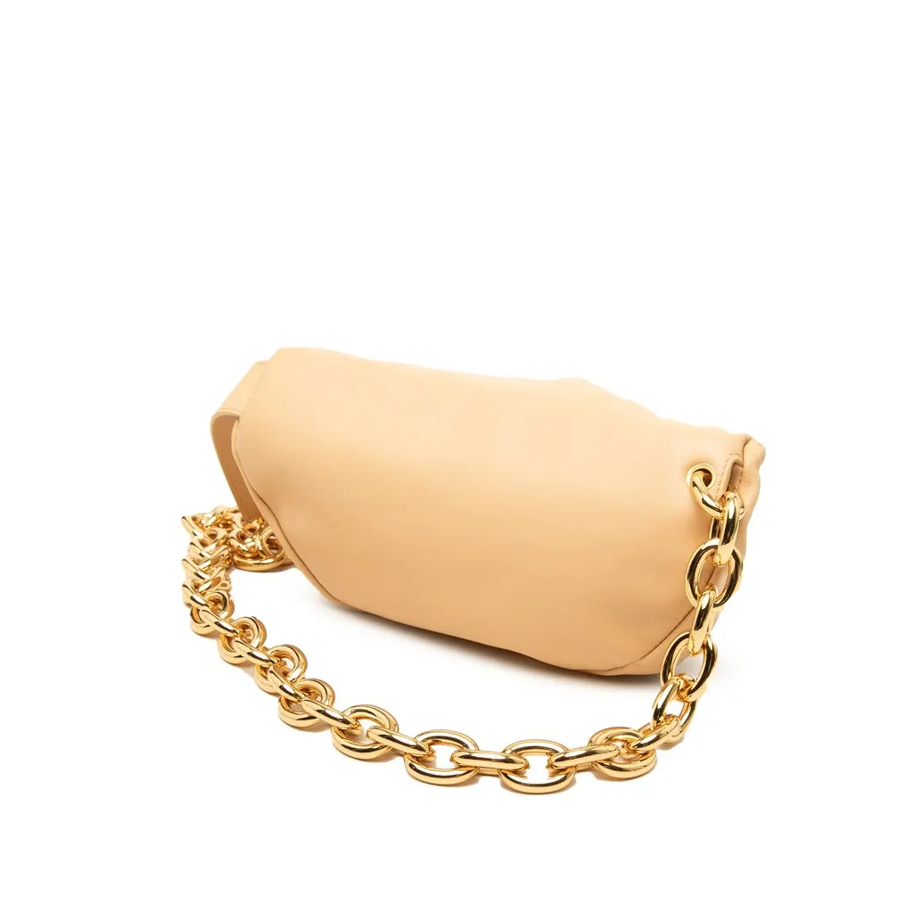 Bottega Veneta Lambskin Belt Chain Pouch Beige Leather Very good - Back View