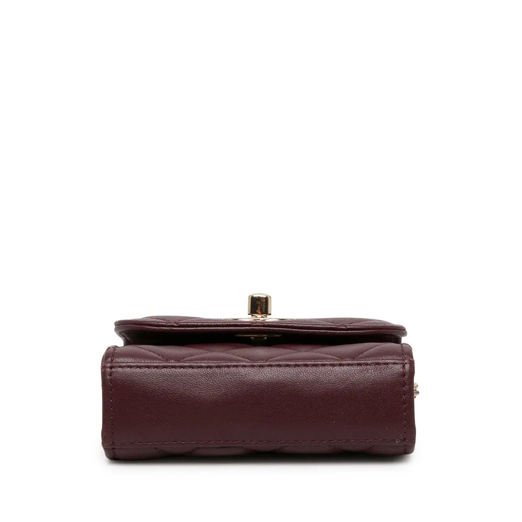 Chanel Mini Quilted Lambskin Trendy CC Clutch With Chain Red Leather Very good - Inside View