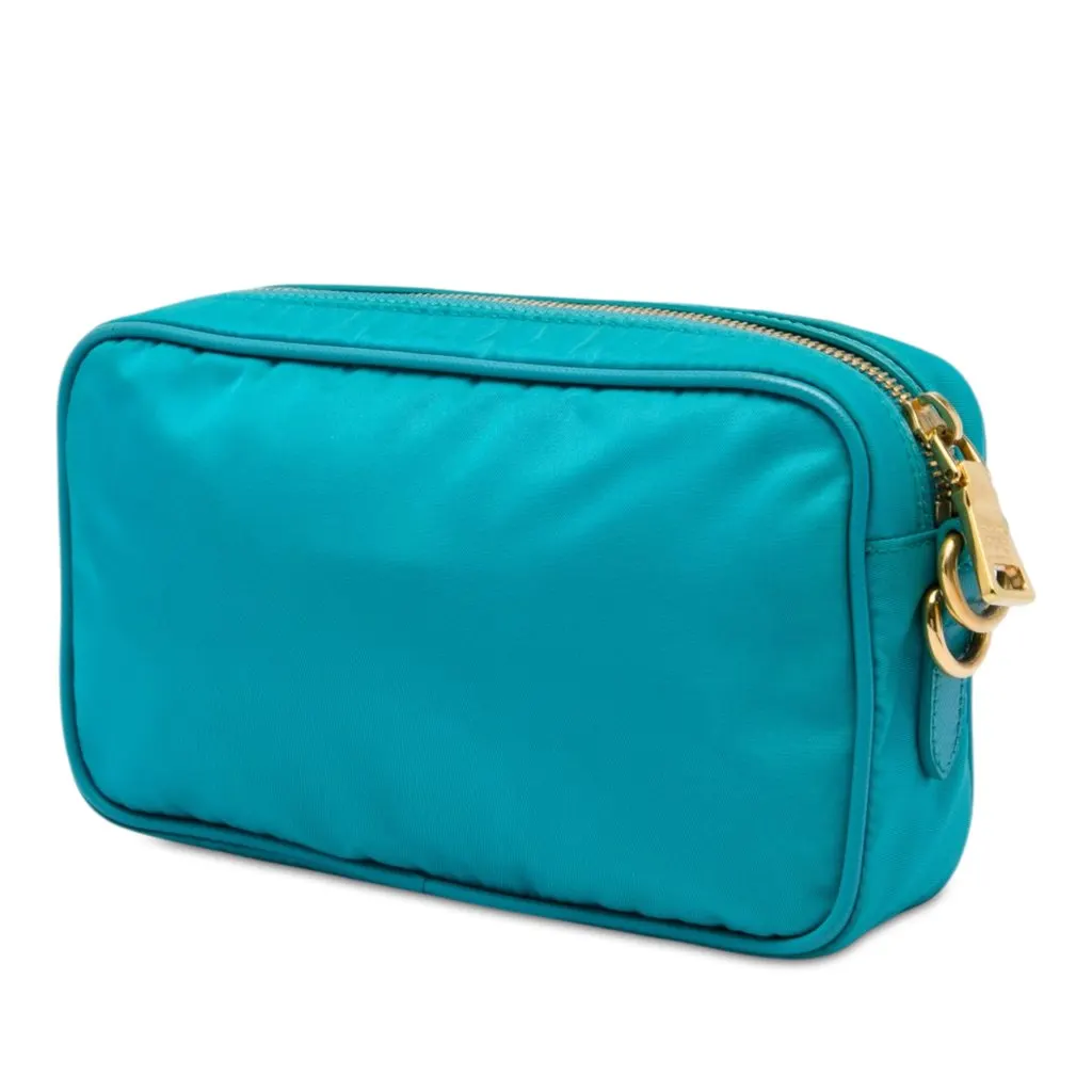 Prada Saffiano Trimmed Tessuto Camera Bag Blue Polyamide Very good - Back View