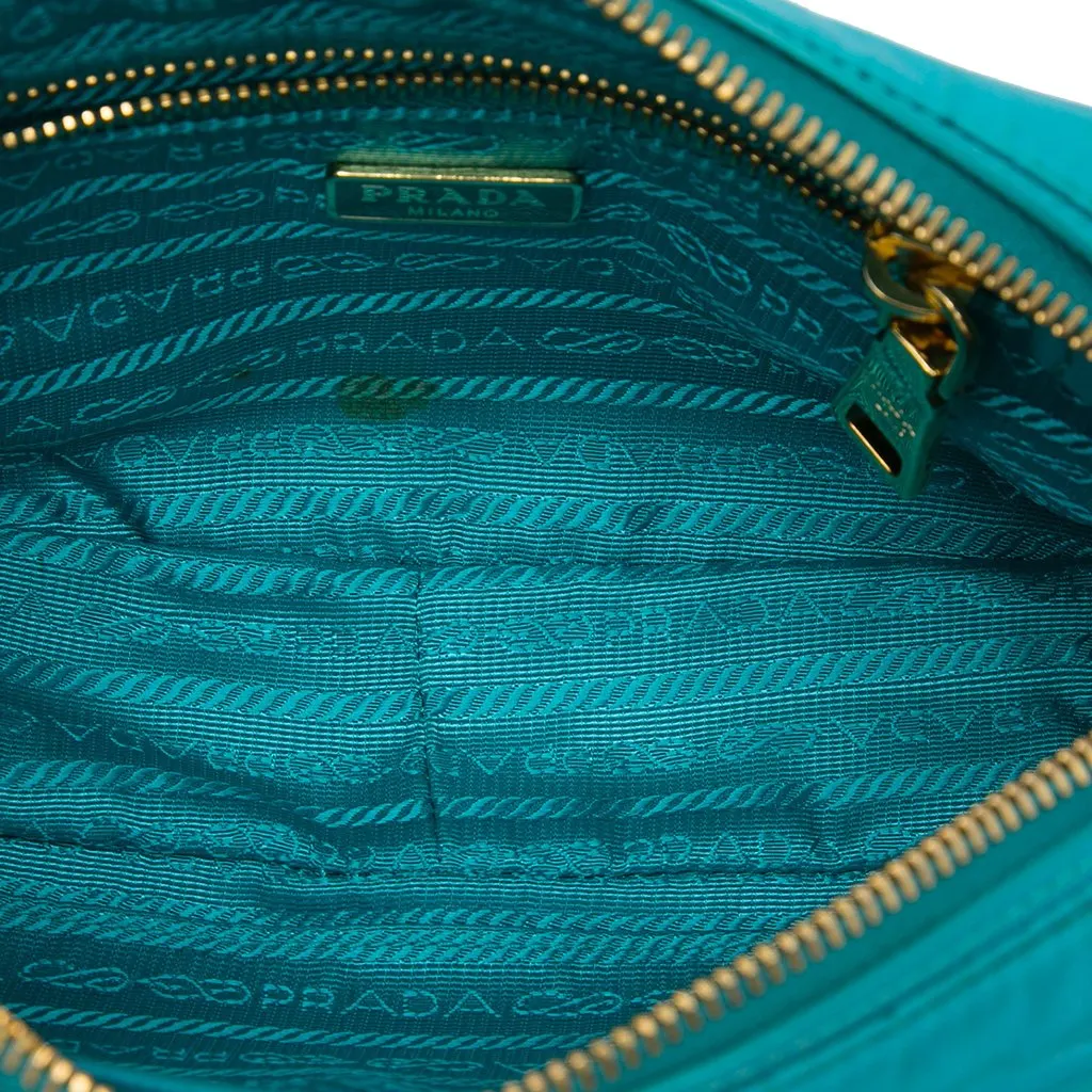 Prada Saffiano Trimmed Tessuto Camera Bag Blue Polyamide Very good - Model View
