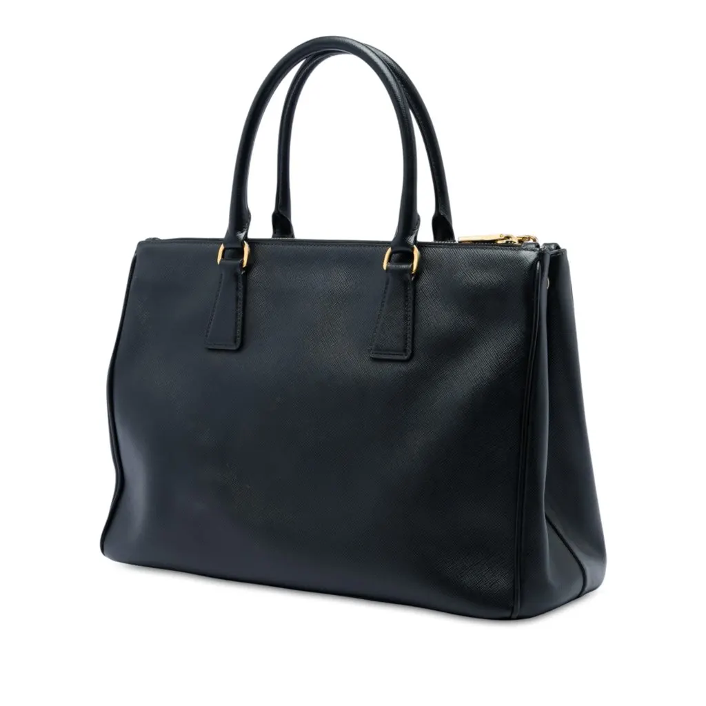 Prada Medium Saffiano Lux Galleria Double Zip Satchel Black Leather Very good - Back View