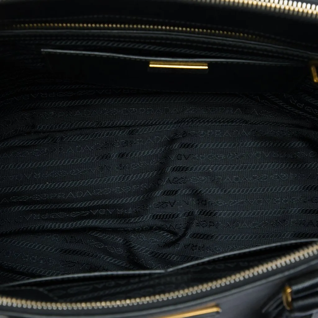 Prada Medium Saffiano Lux Galleria Double Zip Satchel Black Leather Very good - Box View